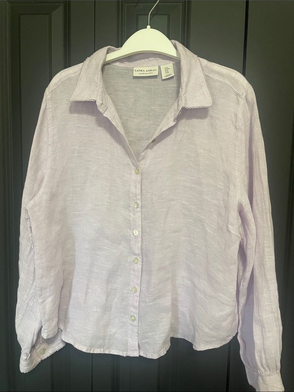 Laura Ashley Pale Lilac Linen Button-Up Shirt